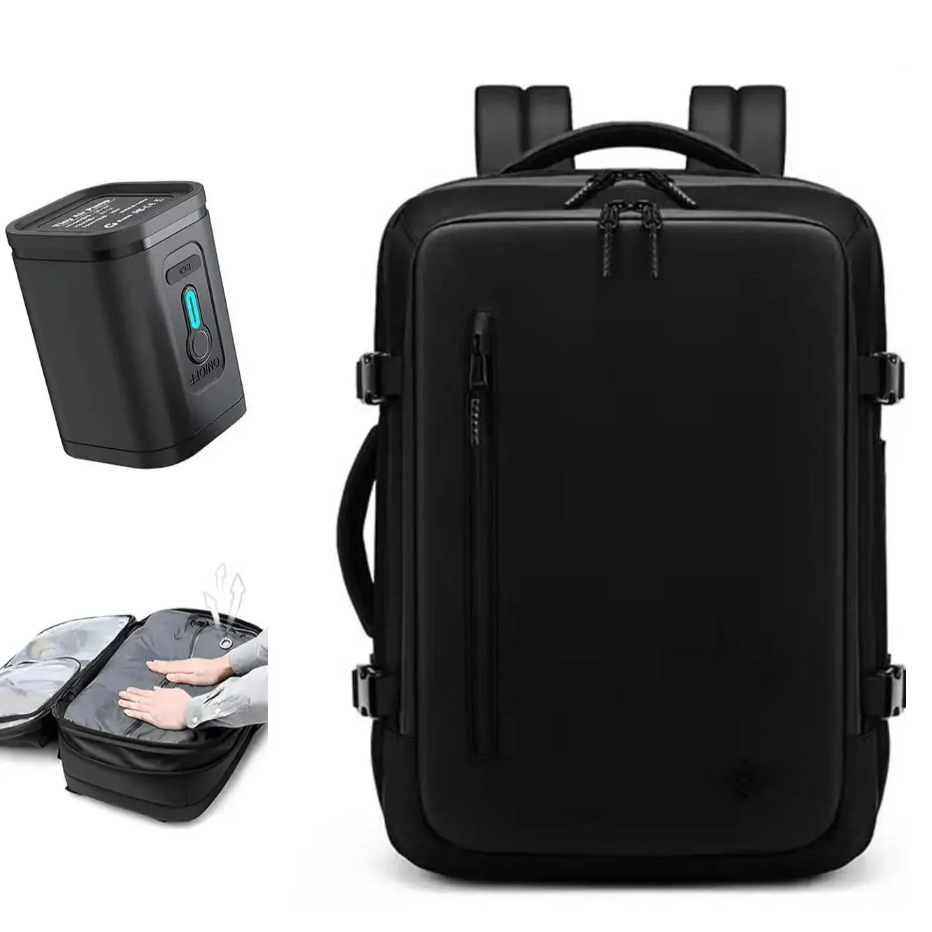 Men and Women Vacuum Backpack 16 Inch Vacuum Seal Business Travel Compression Expandable Airline Approved Backpack with Air Pump