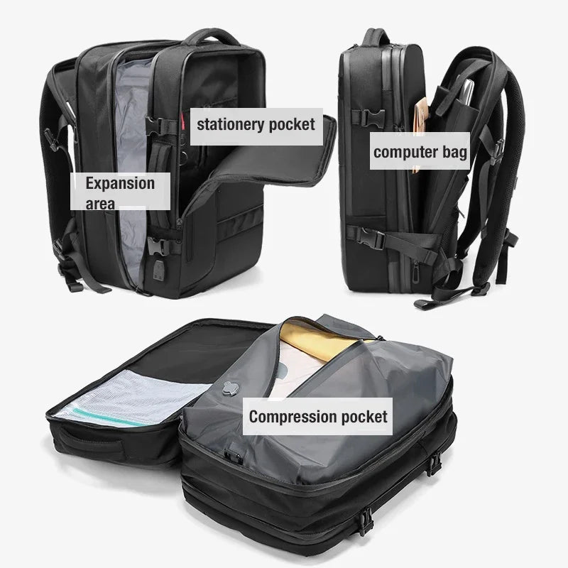 Men and Women Vacuum Backpack 16 Inch Vacuum Seal Business Travel Compression Expandable Airline Approved Backpack with Air Pump