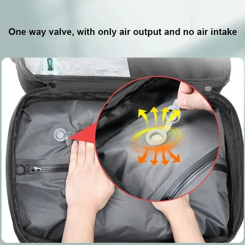 Men and Women Vacuum Backpack 16 Inch Vacuum Seal Business Travel Compression Expandable Airline Approved Backpack with Air Pump
